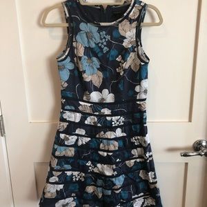 Ann Taylor - Navy Floral Cutout Dress